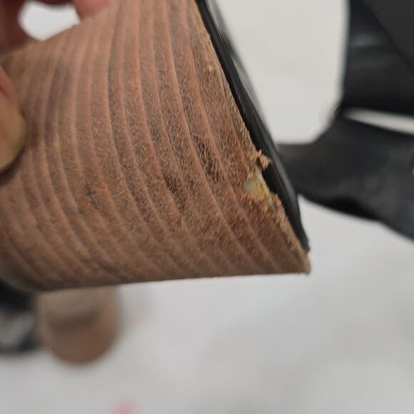 Stuart Weitzman Broadband Leather City Open Tow block Sandals heels Size 7.5 - Picture 6 of 11